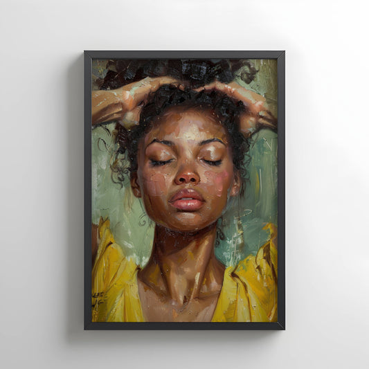 Black Woman Yellow Dress Portrait Wall Art