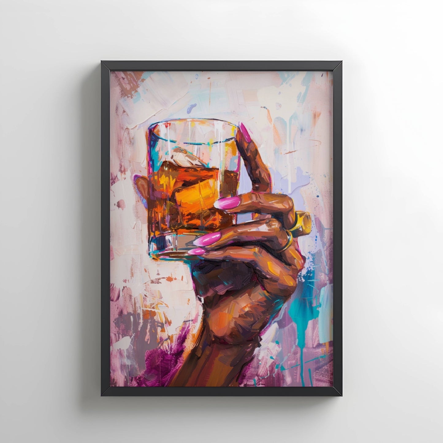 Black Woman Colorful Whiskey Wall Art