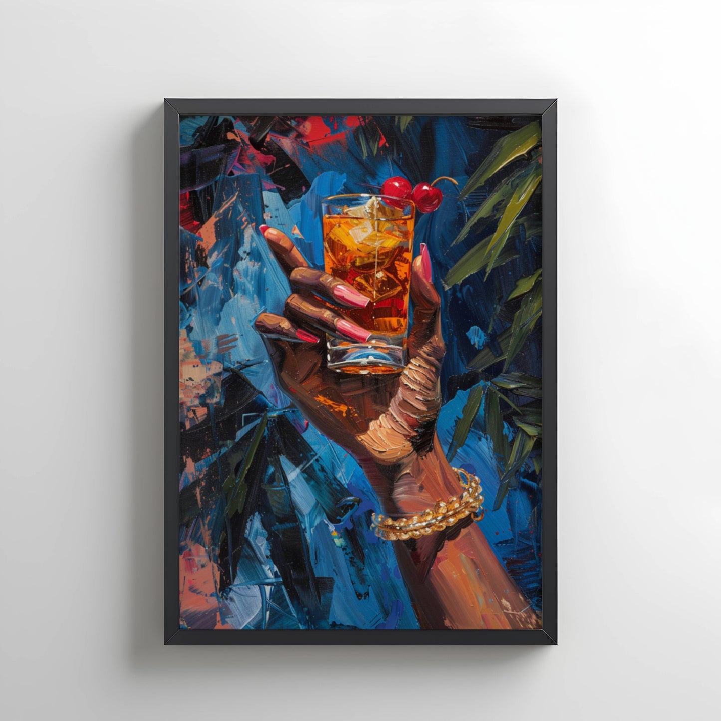 Black Woman Cherry Cocktail Wall Art