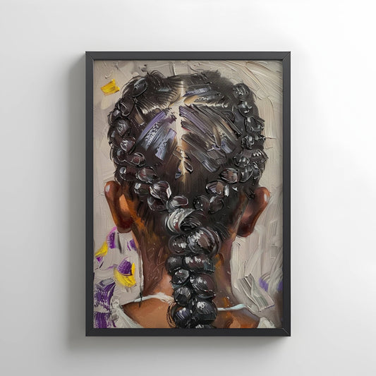 Black Woman Braided Hair Portrait Wall Art