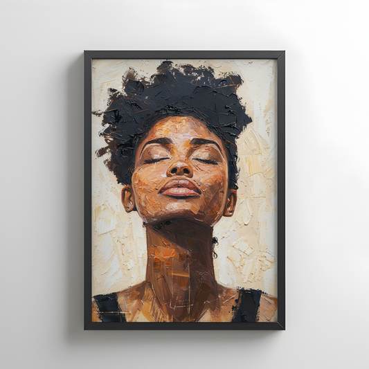 Black Woman Eyes Closed Portrait Wall Art