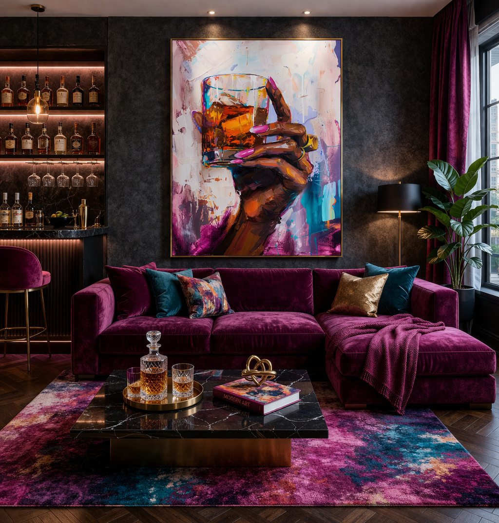Black Woman Colorful Whiskey Wall Art