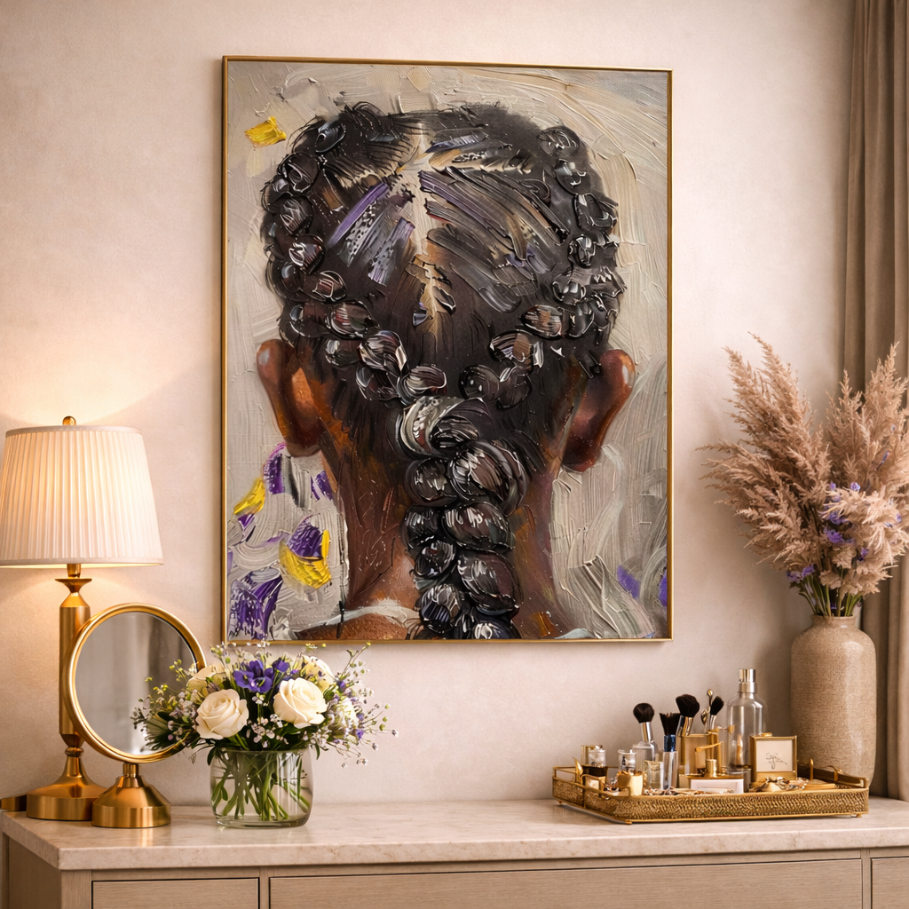 Black Woman Braided Hair Portrait Wall Art