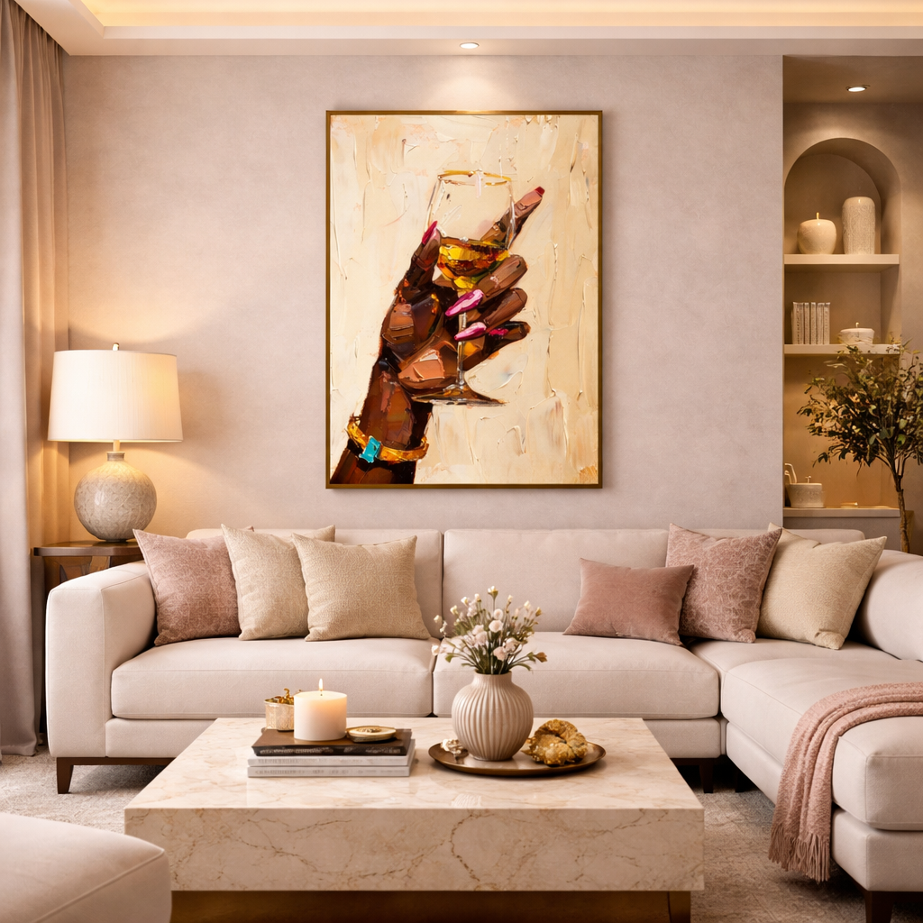 Black Woman Wine Glass Wall Art